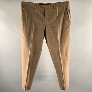 ETRO Size 38 Brown Stripe Cotton Linen Blend Flat Front Casual Pants